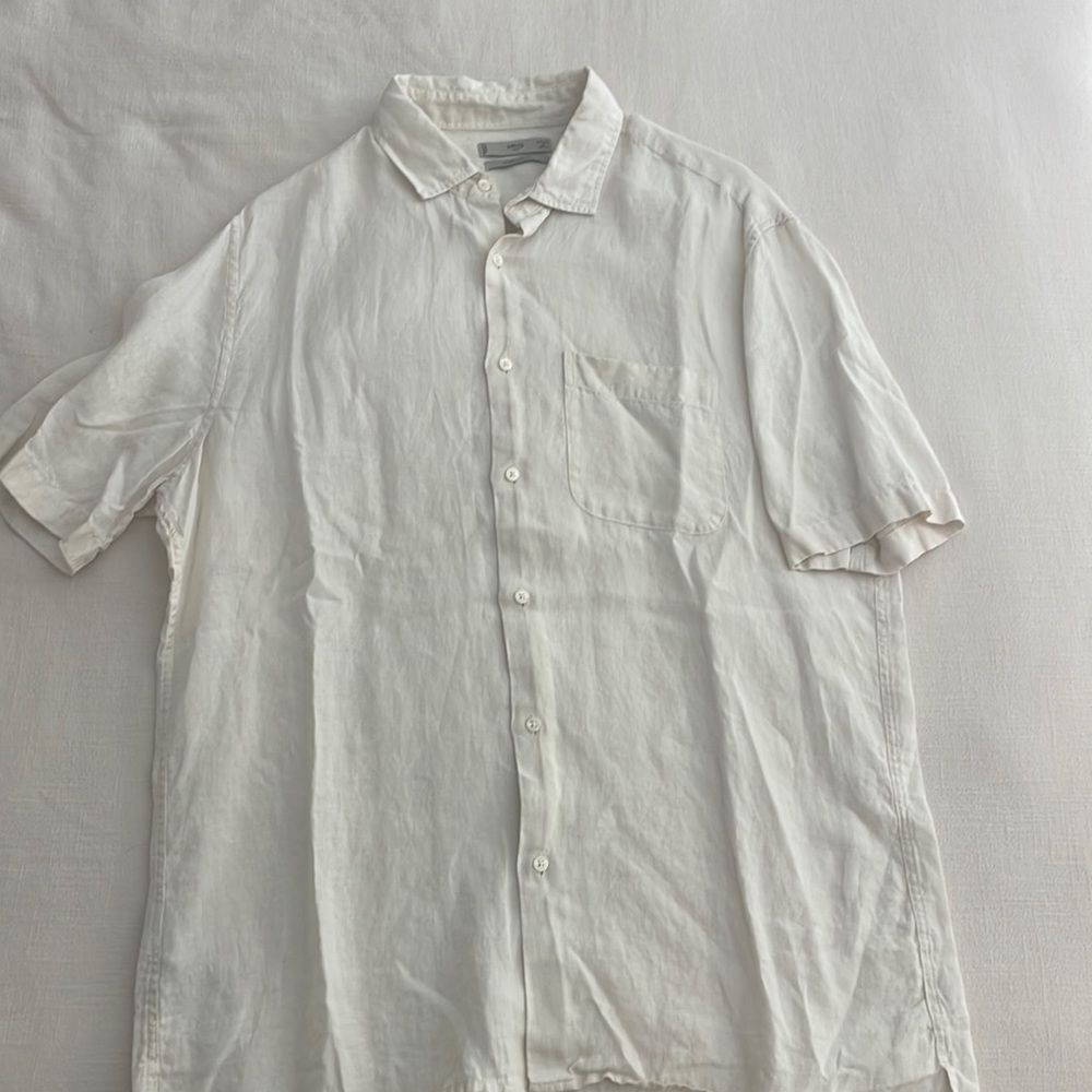 MANGO Men’s White Button Down Shirt